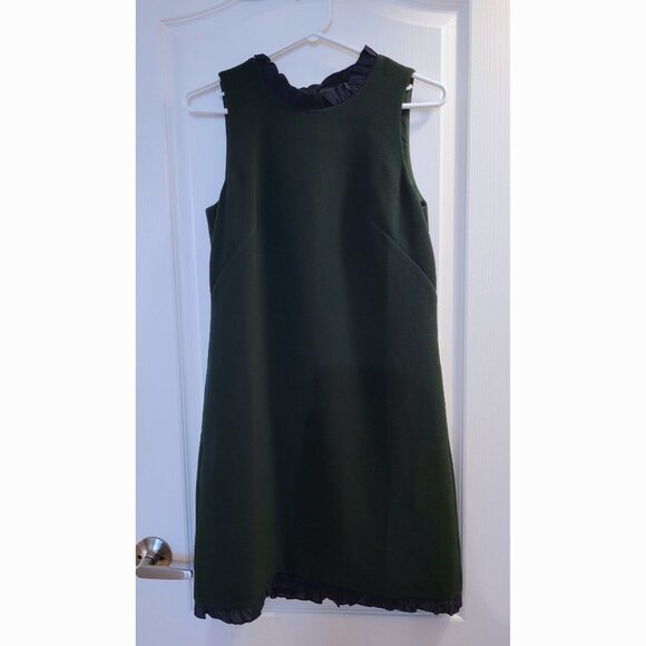 NWT J. Crew Dark Forest Green Shift Dress with Navy Trim (0) - Picture 3 of 13